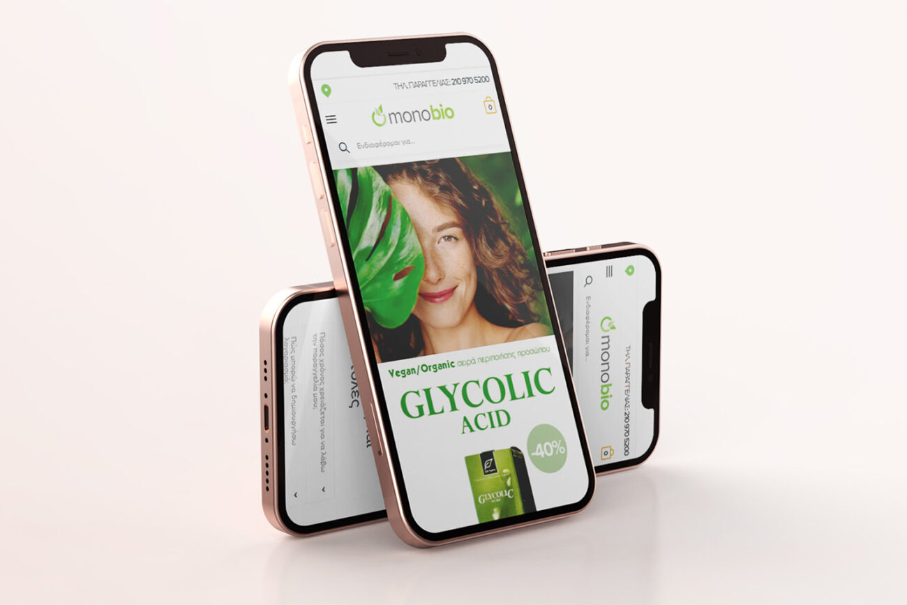 Mobile home page mockup presentation - Monobio