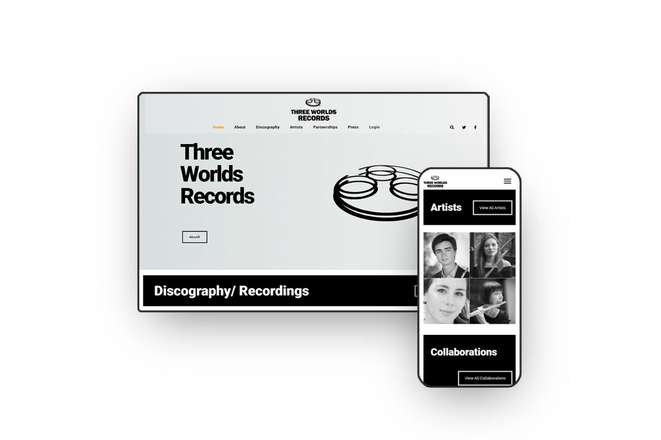 Responsive business website designs Three Worlds Records
