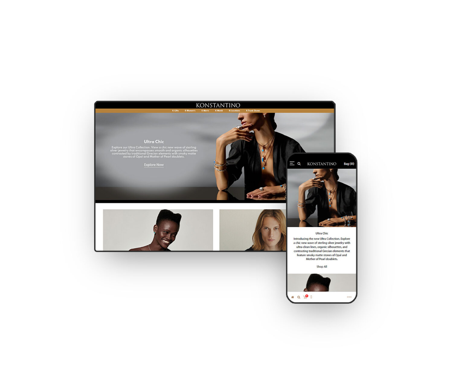 Responsive Ecommerce Designs and Development for Konstantino Jewelry